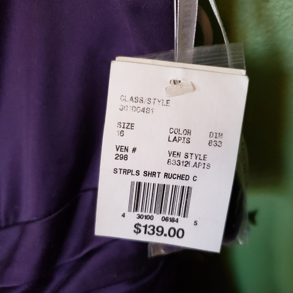 David's Bridal kneelength bridesmaid dress size 16 lapis - Picture 3 of 3